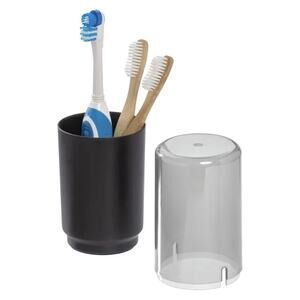 iDesign Covered Toothbrush Holder, Holds Regular and Electric Toothbrushes